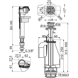 Mécanisme de chasse Alca SA08ASK 3/8" pour réservoir céramique