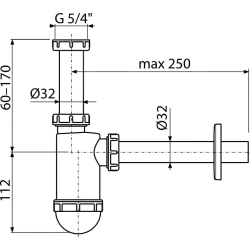 Siphon de lavabo DN32 avec écrou 5/4 " A430