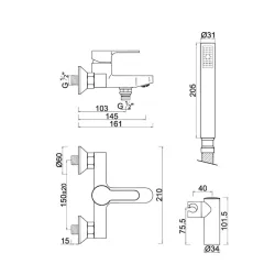 Mitigeur Bain/Douche avec accessoires JOY003-2