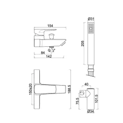 Mitigeur bain/douche avec accessoires JOR003-1