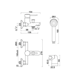 Mitigeur bain/douche avec accessoires SIN003-1GO